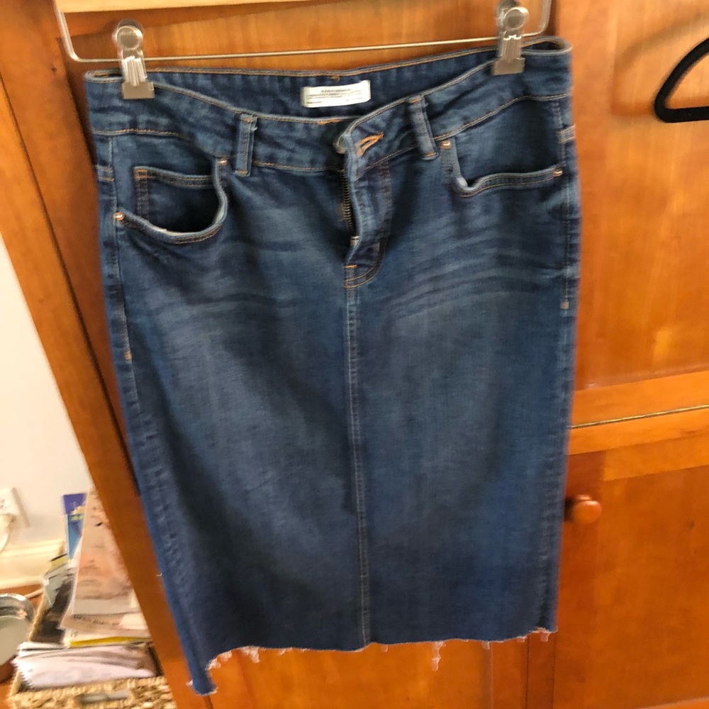 Zara premium denim midi skirt